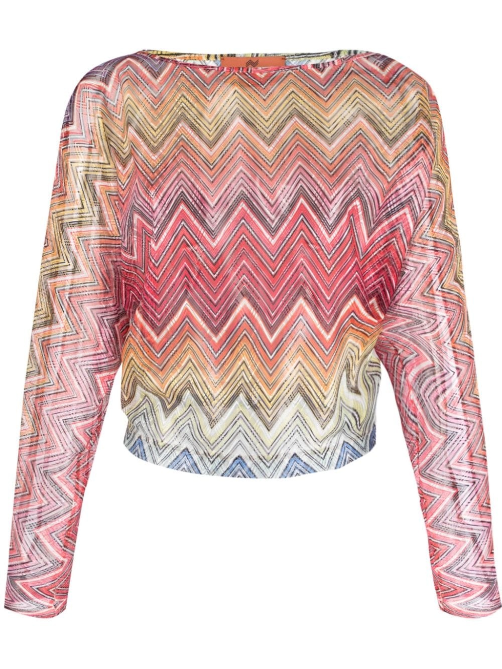 zigzag-pattern long-sleeved T-shirt - 1