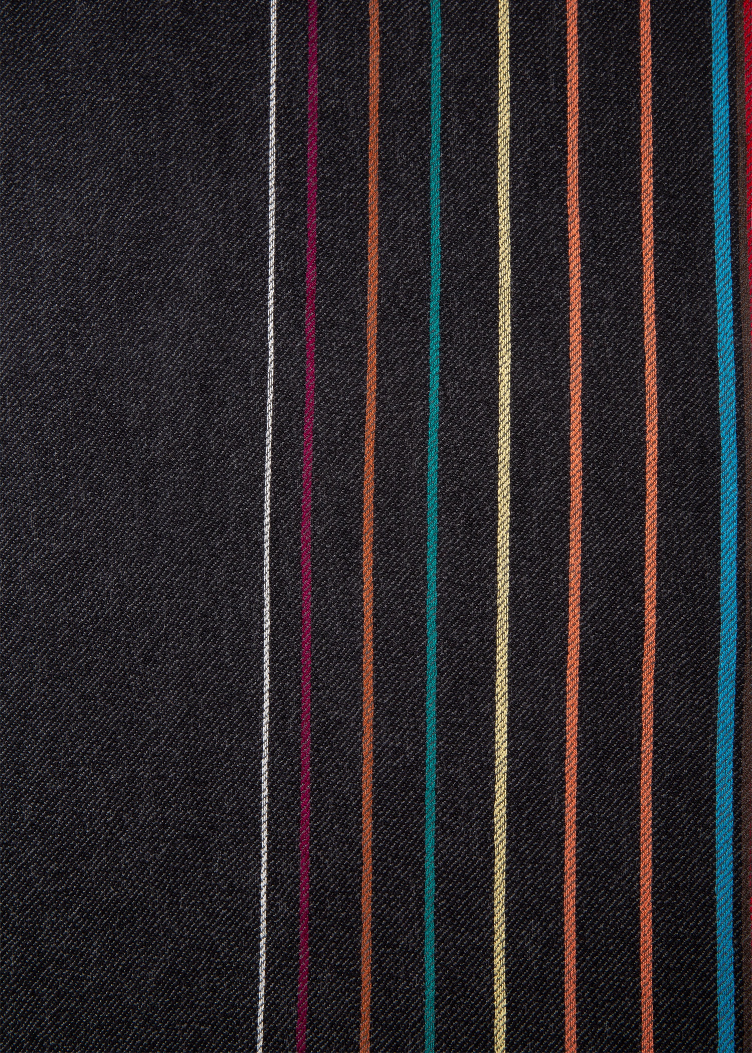 Black Wool-Silk 'Signature Stripe' Scarf - 3