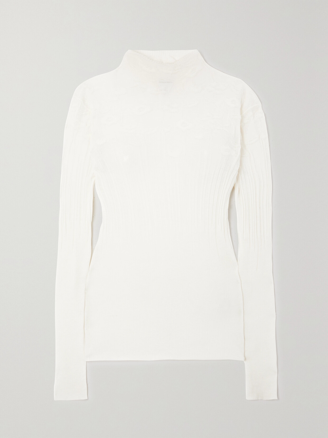 Ribbed Pointelle-knit Cotton-blend Sweater - 1