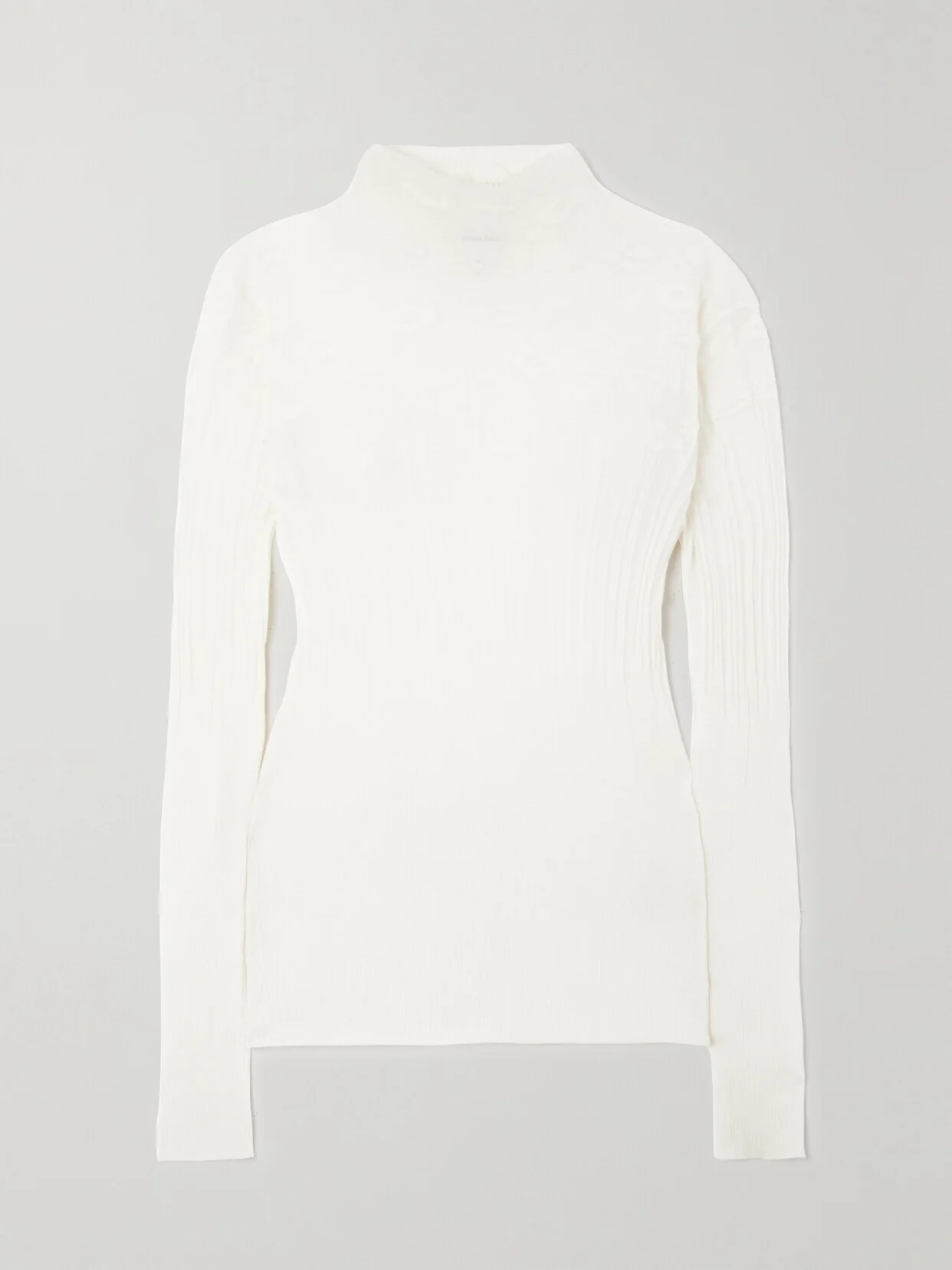 Ribbed Pointelle-knit Cotton-blend Sweater - 1