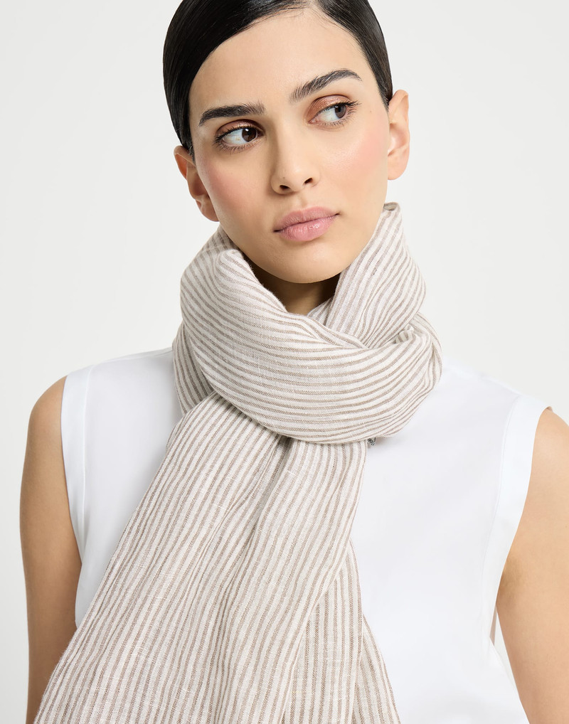 Sparkling striped linen scarf 4
