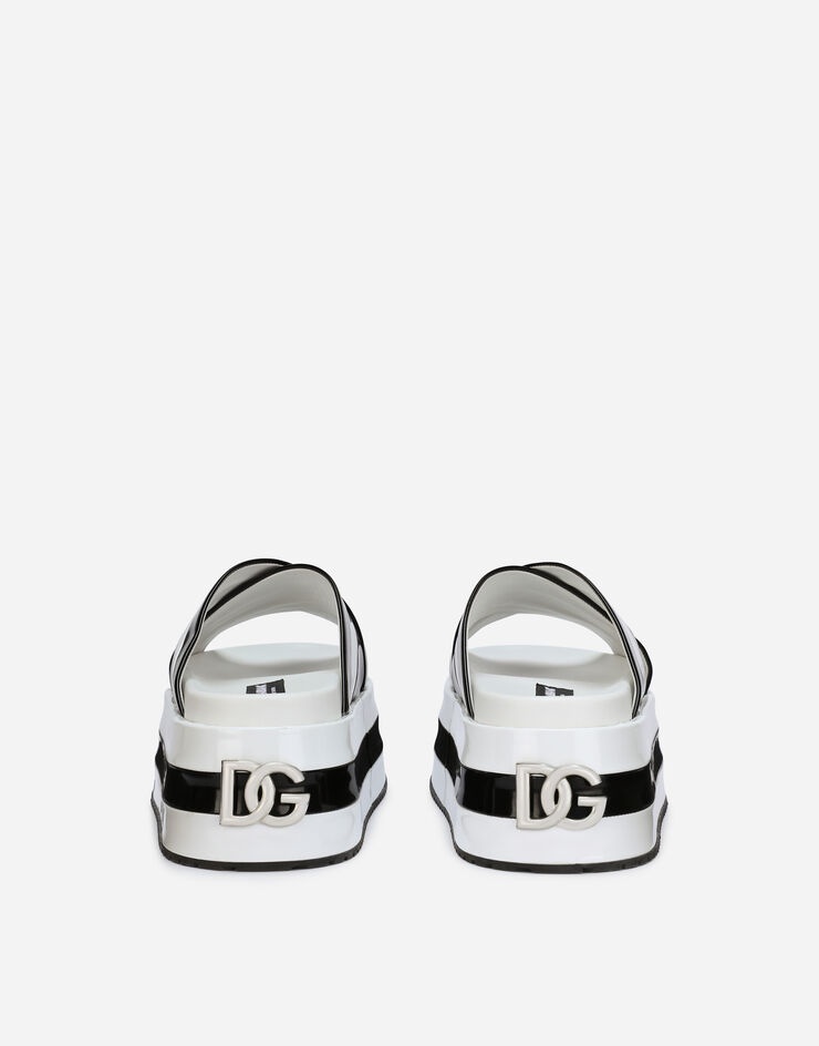 Polished calfskin flatform sliders - 3