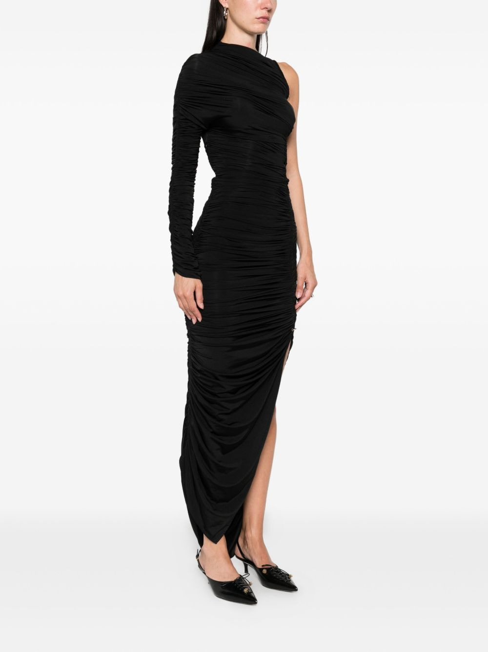 one-sleeve draped dress - 3