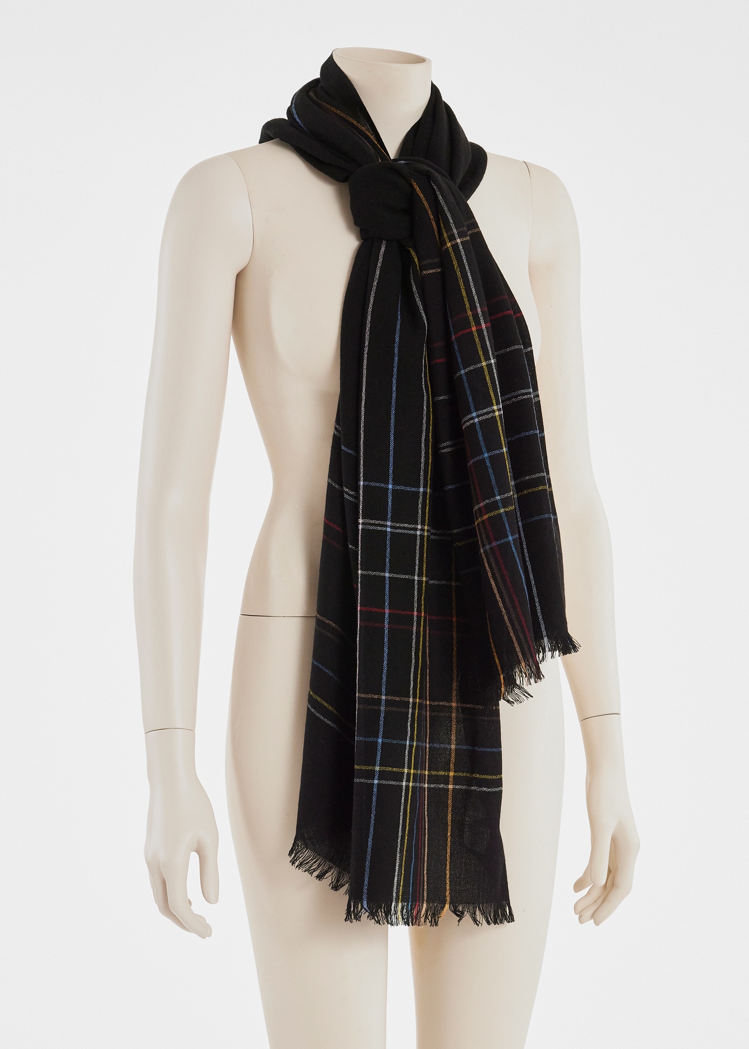 Women's Black Broken 'Signature Stripe' Check Scarf - 5
