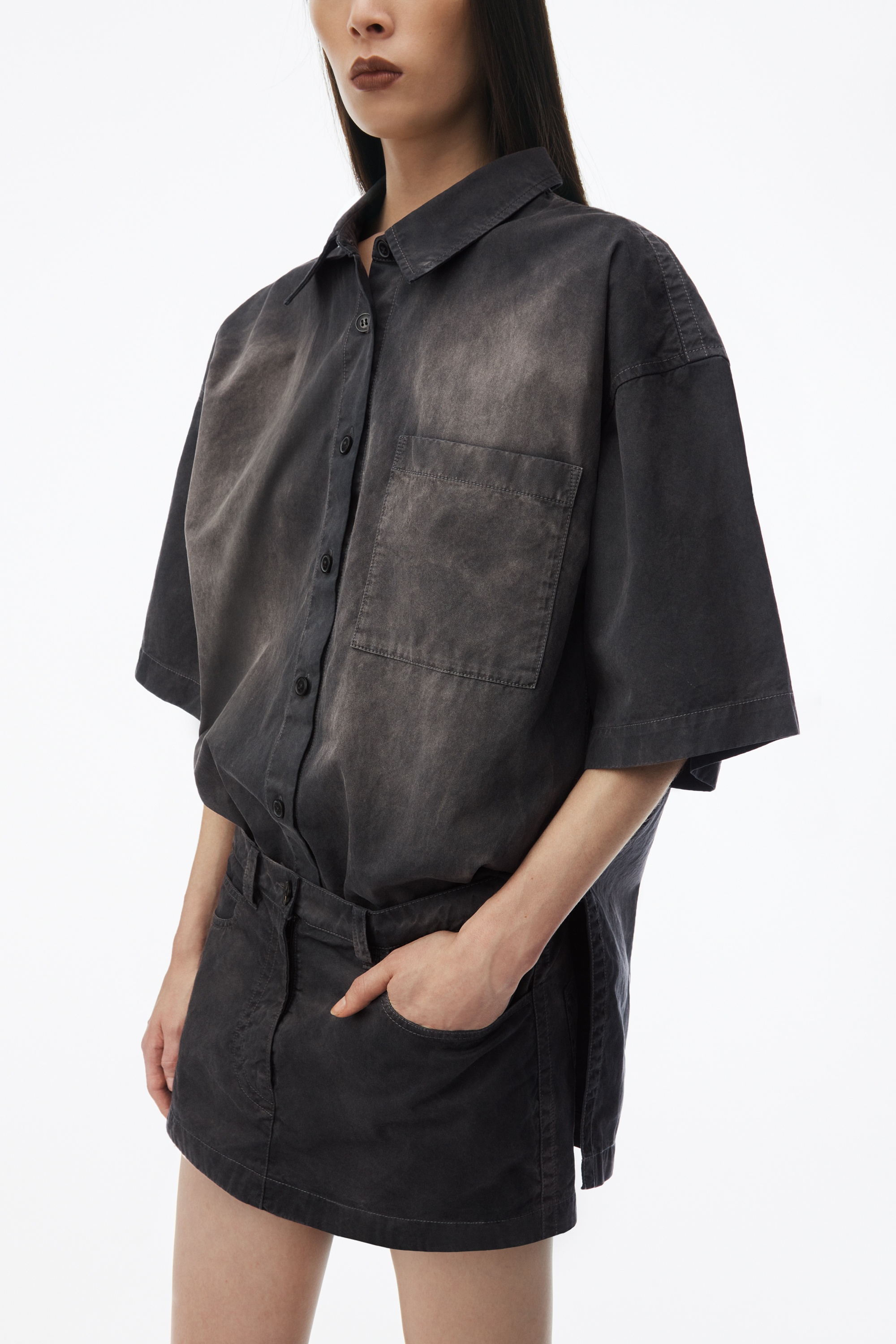 Pre-Styled Short Sleeve Minidress in Cotton - 3