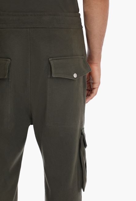 Khaki cotton cargo sweatpants - 9