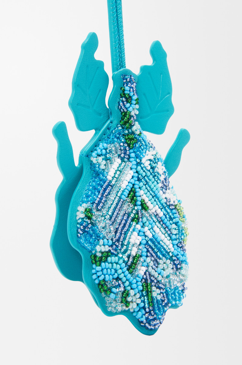 Loewe Leaf insect keyfob charm in beaded leather outlook