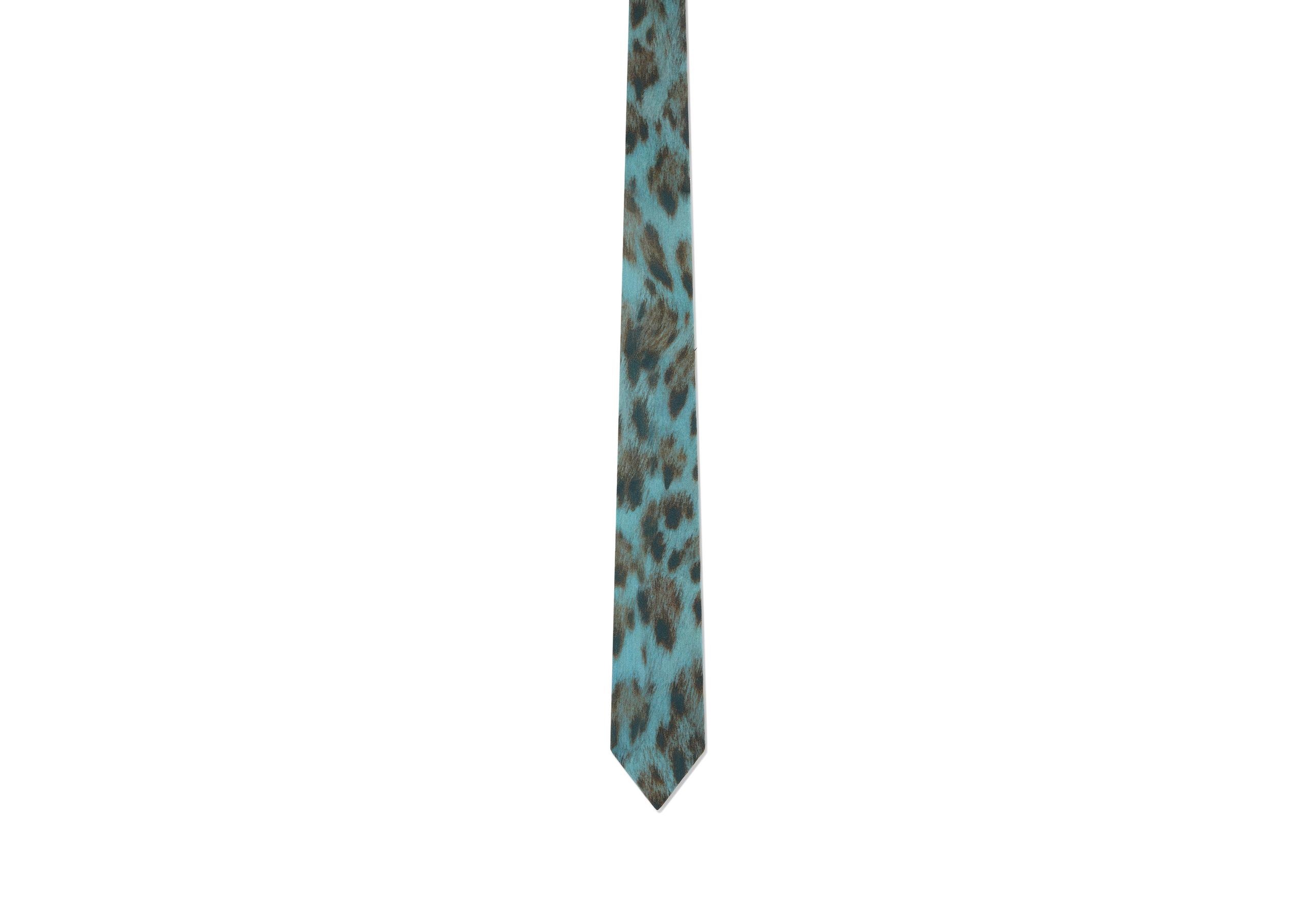 CHEETAH CREPE DE CHINE TIE - 1