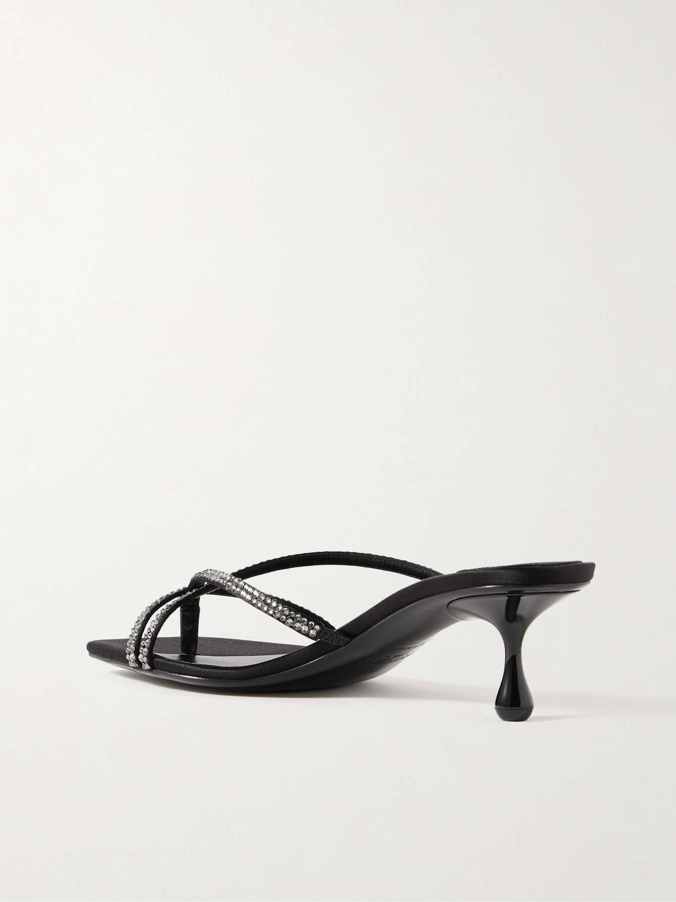 Etana 50 crystal-embellished satin mules Black - 3