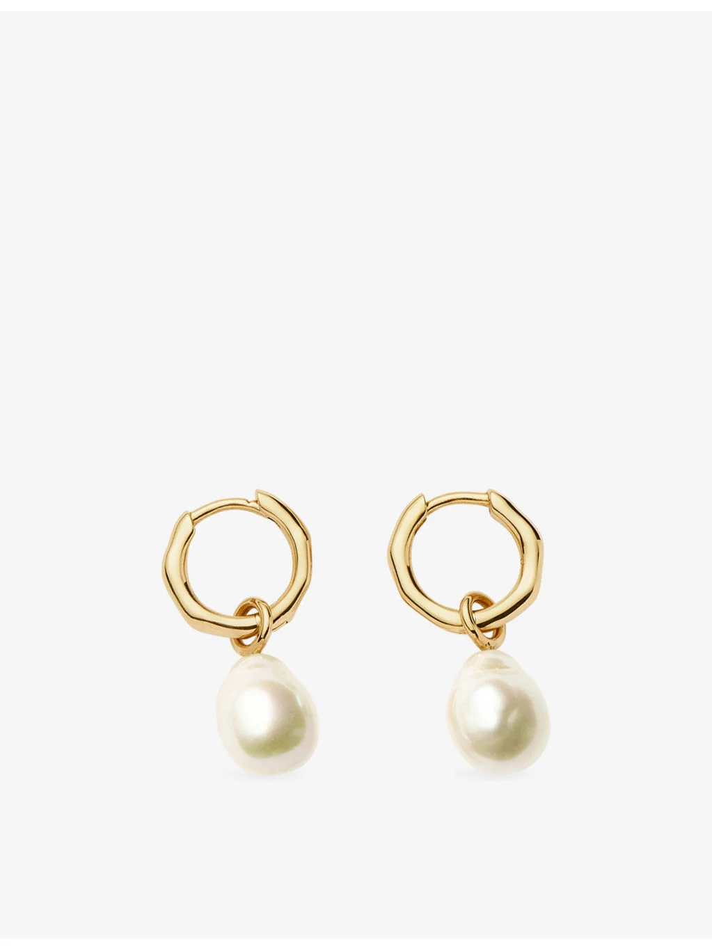 Fine Pearl Drop 9ct Gold Mini Hoop Earrings - 1