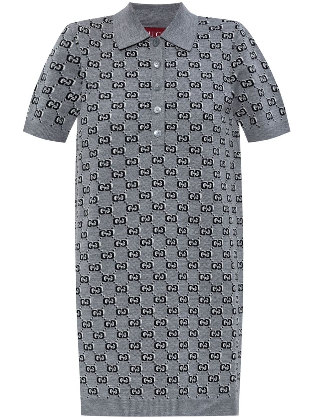 wool jacquard polo dress - 1