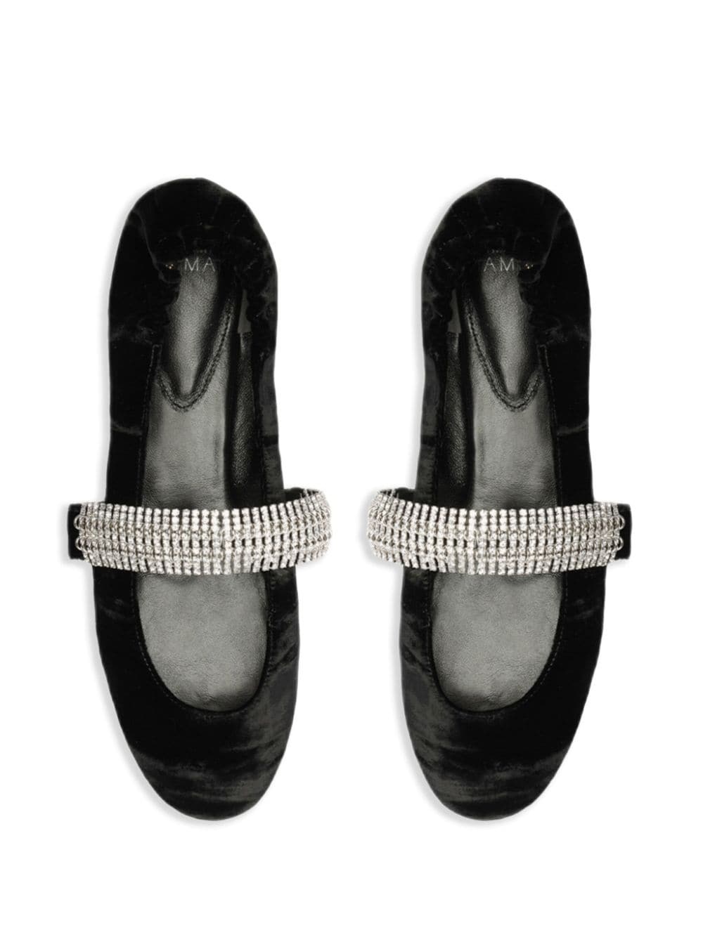 Camila crystal-strap velvet ballet pumps - 4