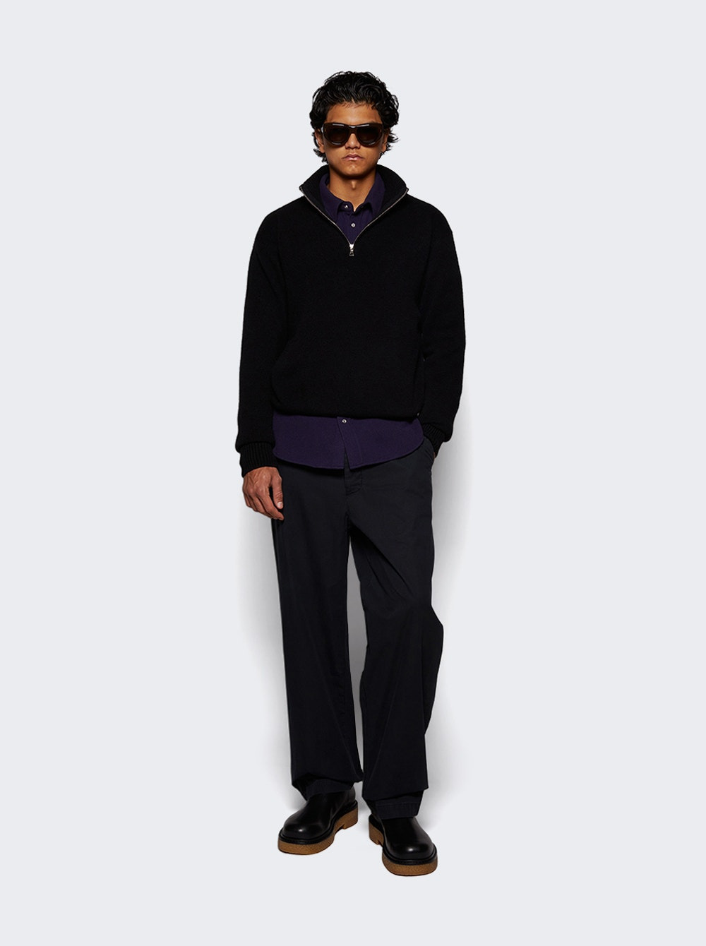 Relaxed Half Zip Sweater Black - 2