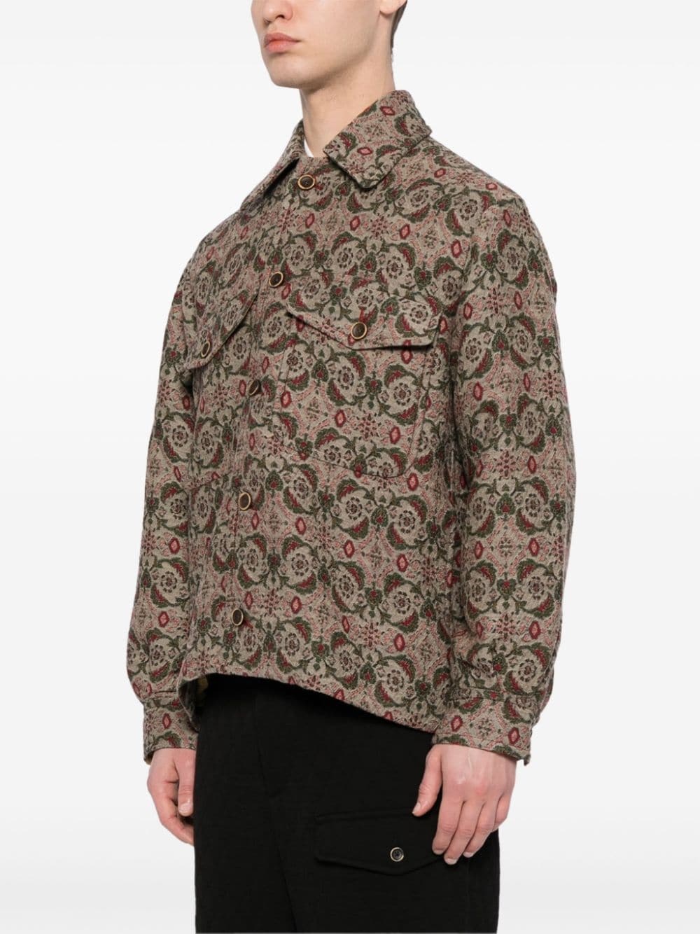 jacquard-pattern shirt jacket - 3