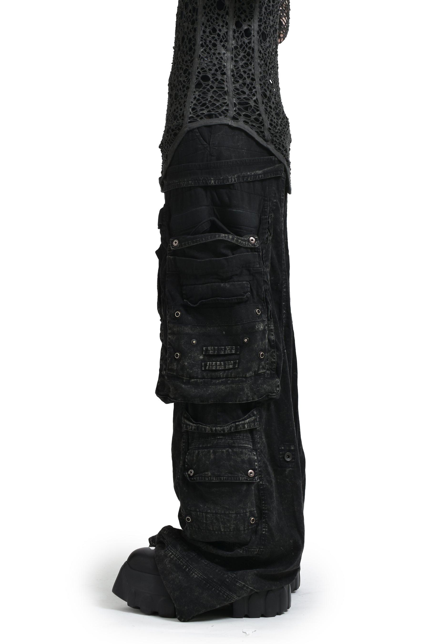 COTTON NYLON TWILL GASMASK CARGO / ASH BLK - 3