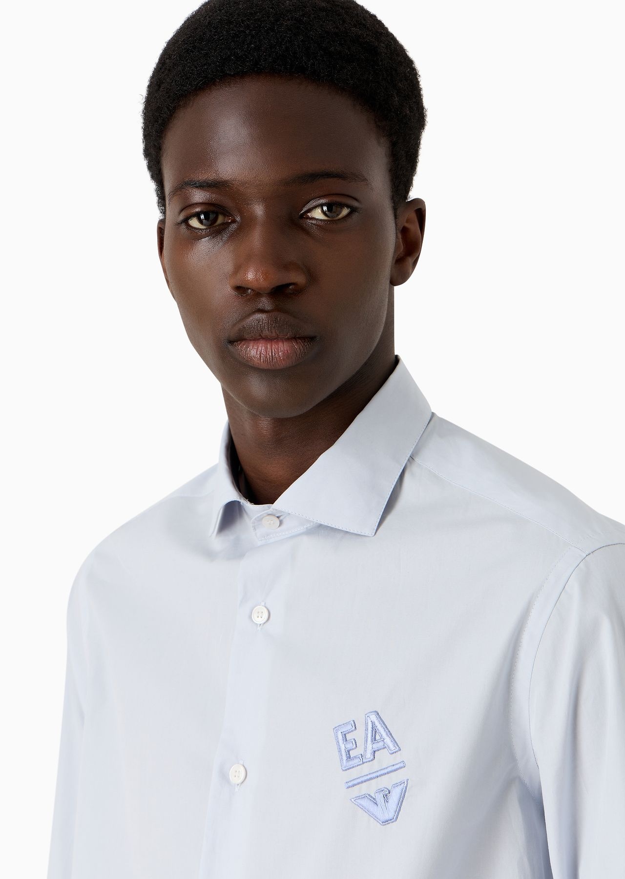 Cotton poplin shirt with embossed EA embroidery - 5