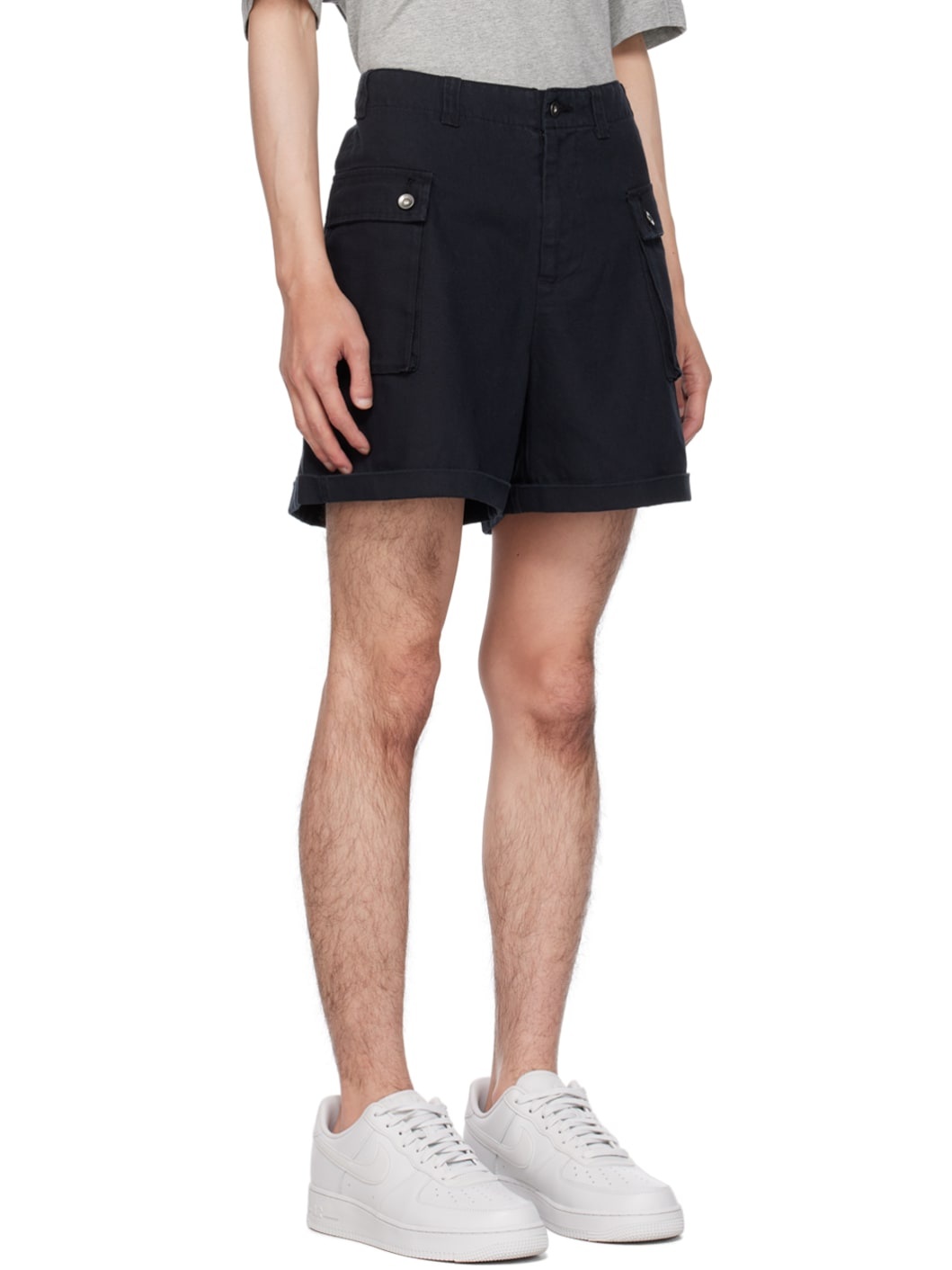 Black Embroidered Cargo Shorts - 2