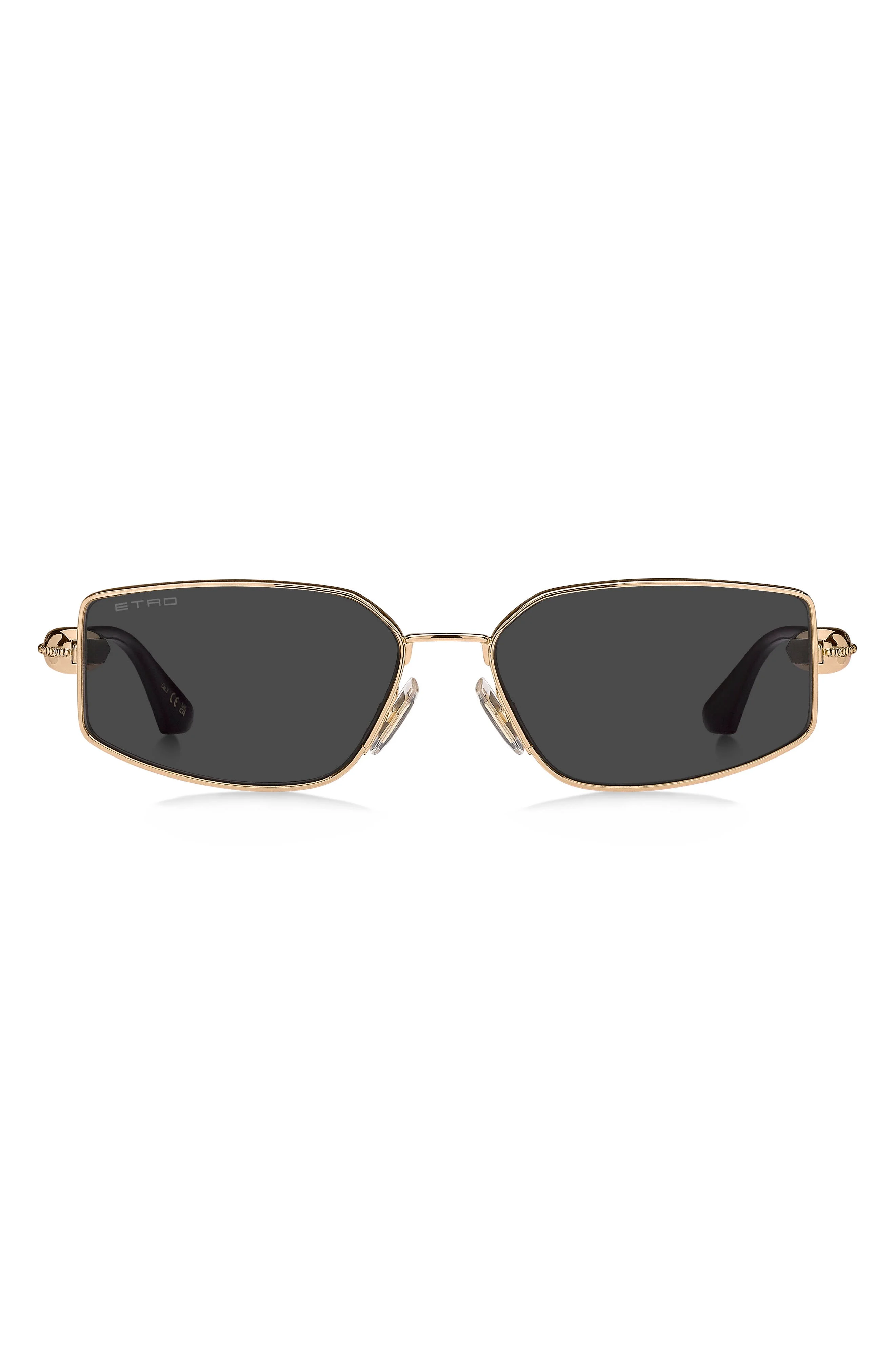 Etro 59mm Rectangular Sunglasses in Rose Gold/Grey at Nordstrom - 1