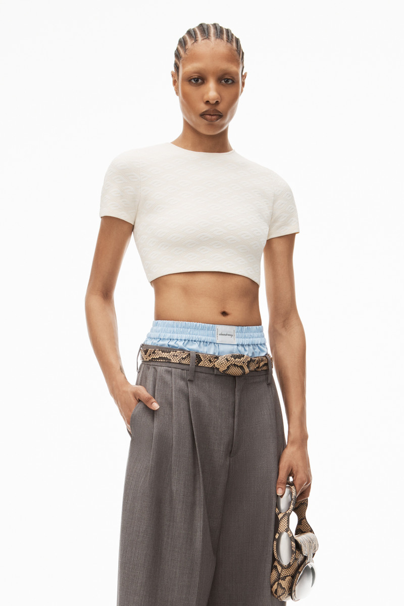 Alexander Wang cropped tee in compact  jacquard outlook