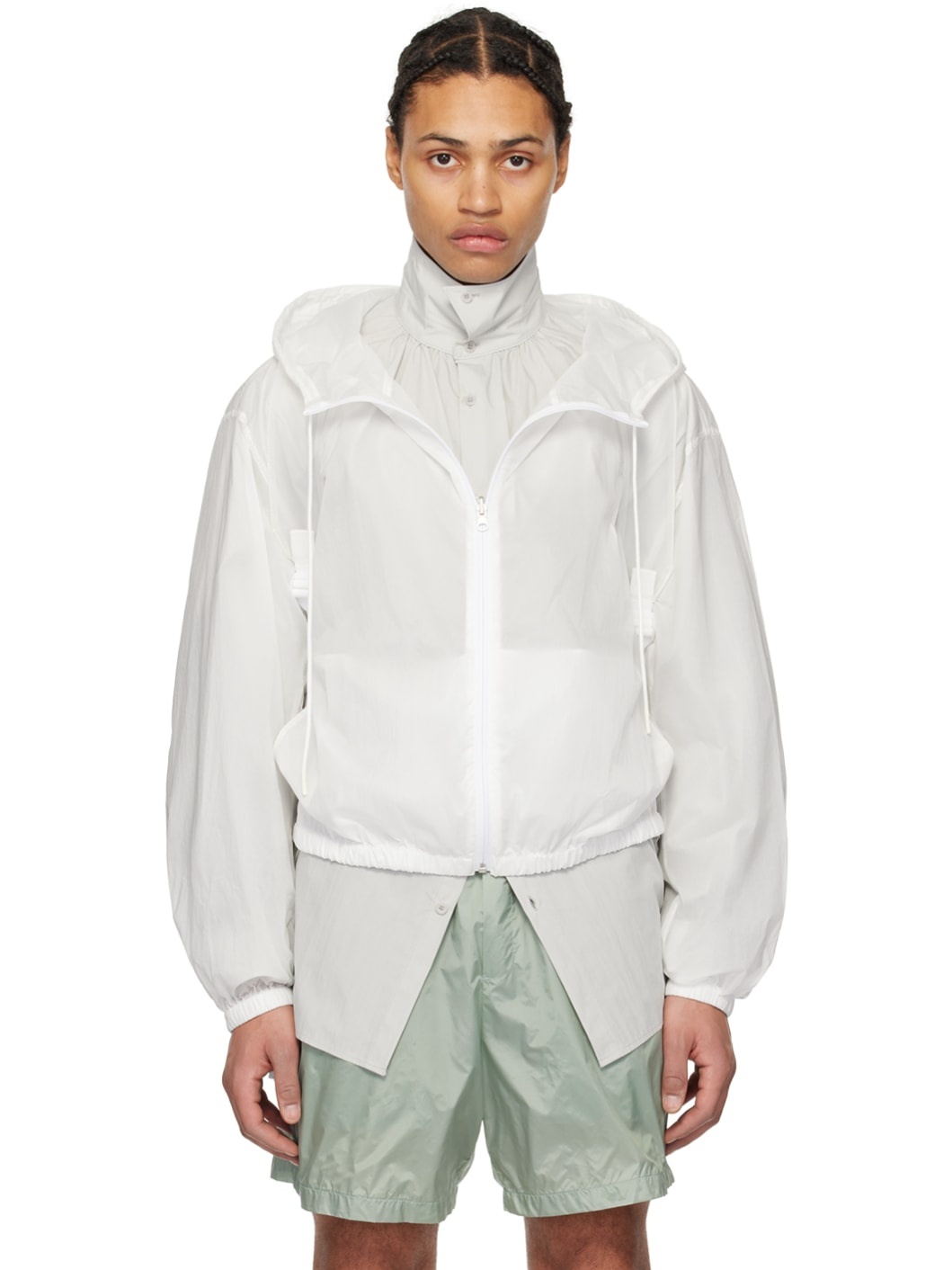 White Crinkled Jacket - 1