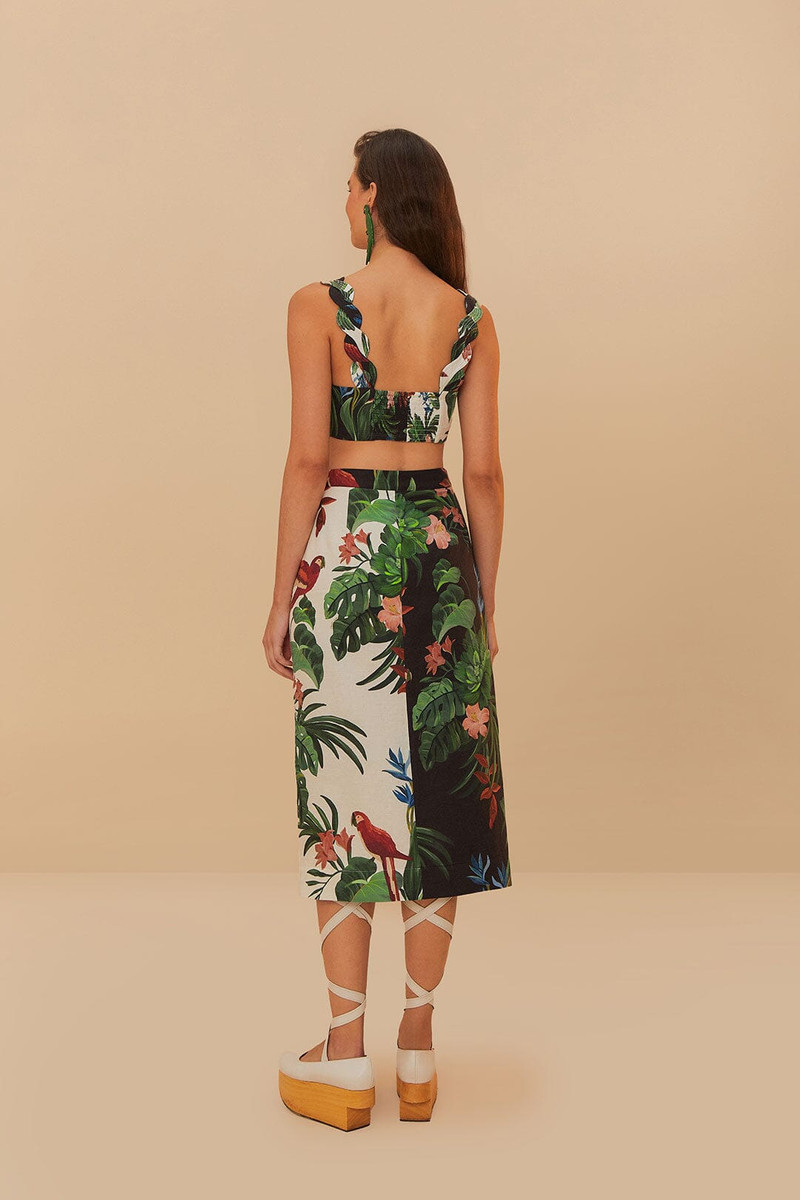 Mixed Midnight Macaw Fiesta Lenzing™ Ecovero™ Euroflax™ Midi Skirt 4