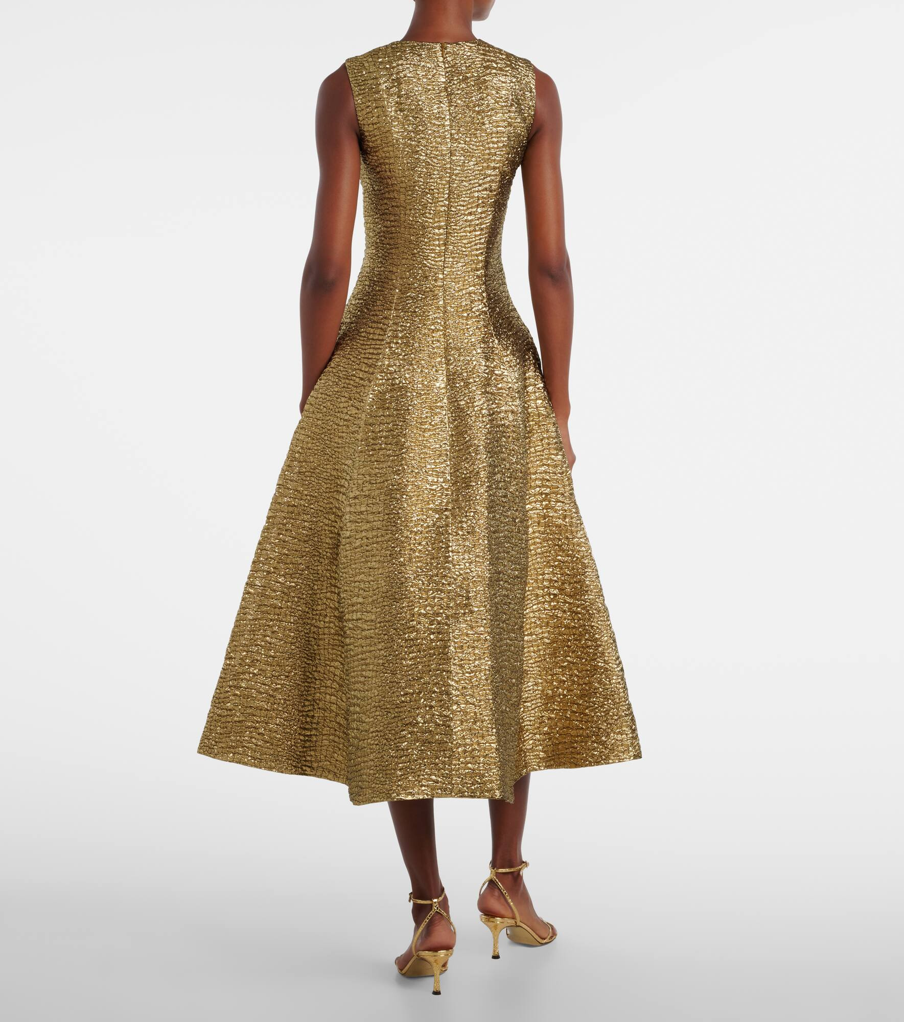Mara metallic-effect seersucker midi dress - 3