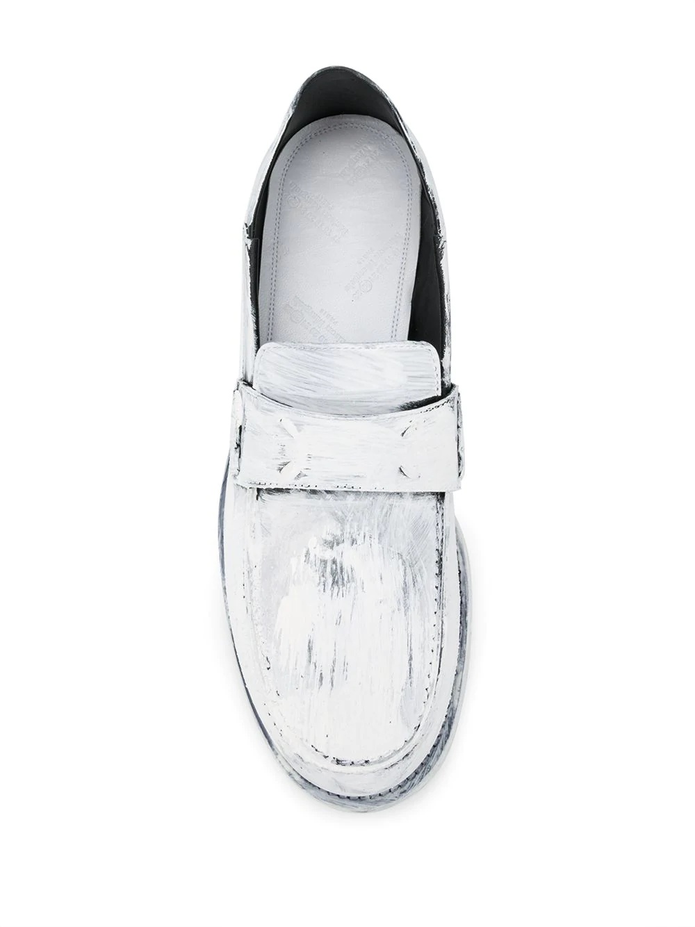 paint-effect leather loafers - 4