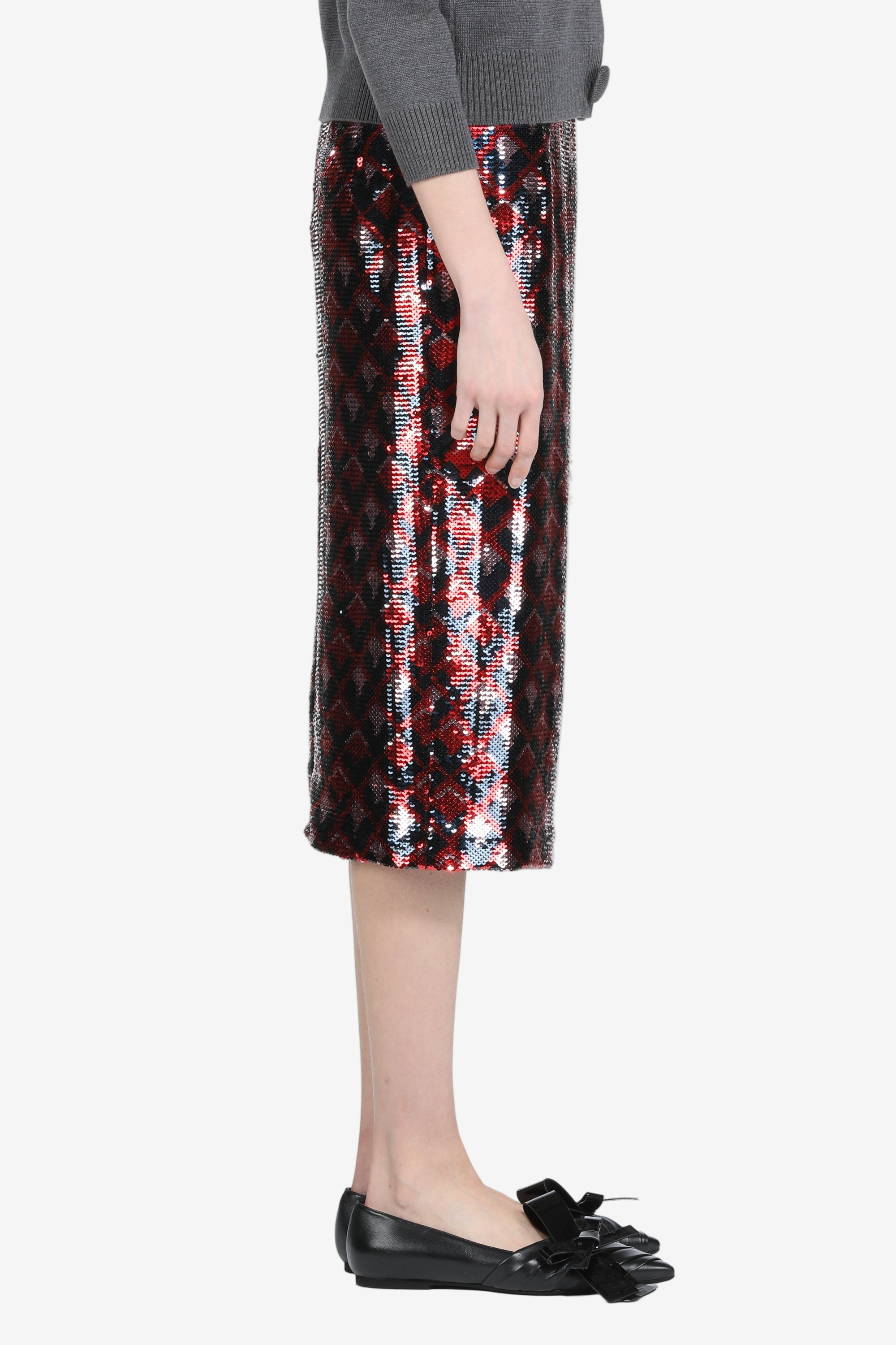 PENCIL SKIRT WITH SEQUINED FABRIC - 3