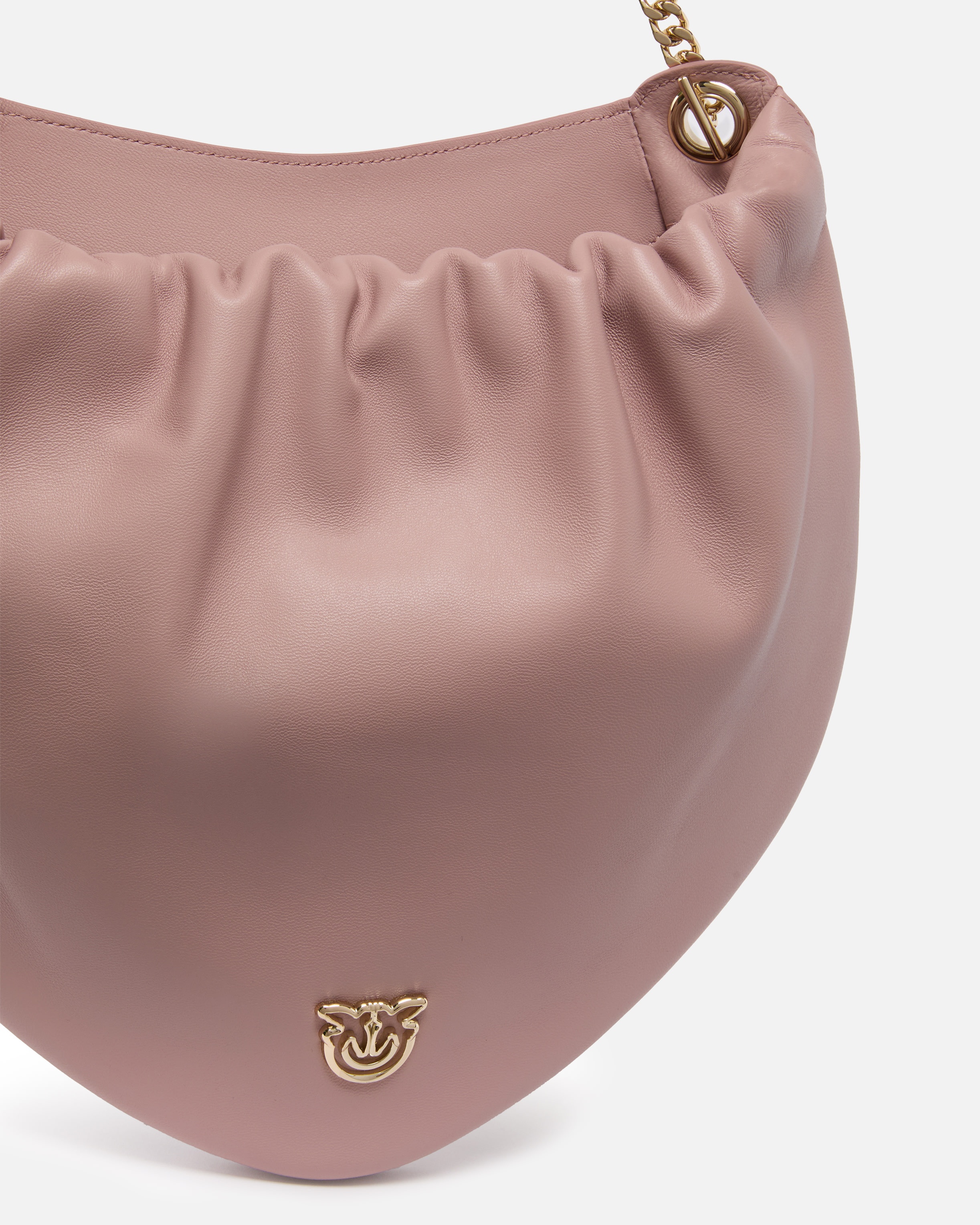 GATHERED NAPPA LEATHER HOBO BAG WITH CHAIN SHOULDER STRAP PINKO GALLERIA - 3