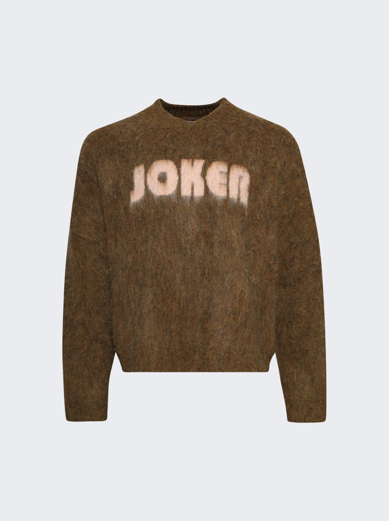 Brushed Mohair V-neck Sweater Brown 1