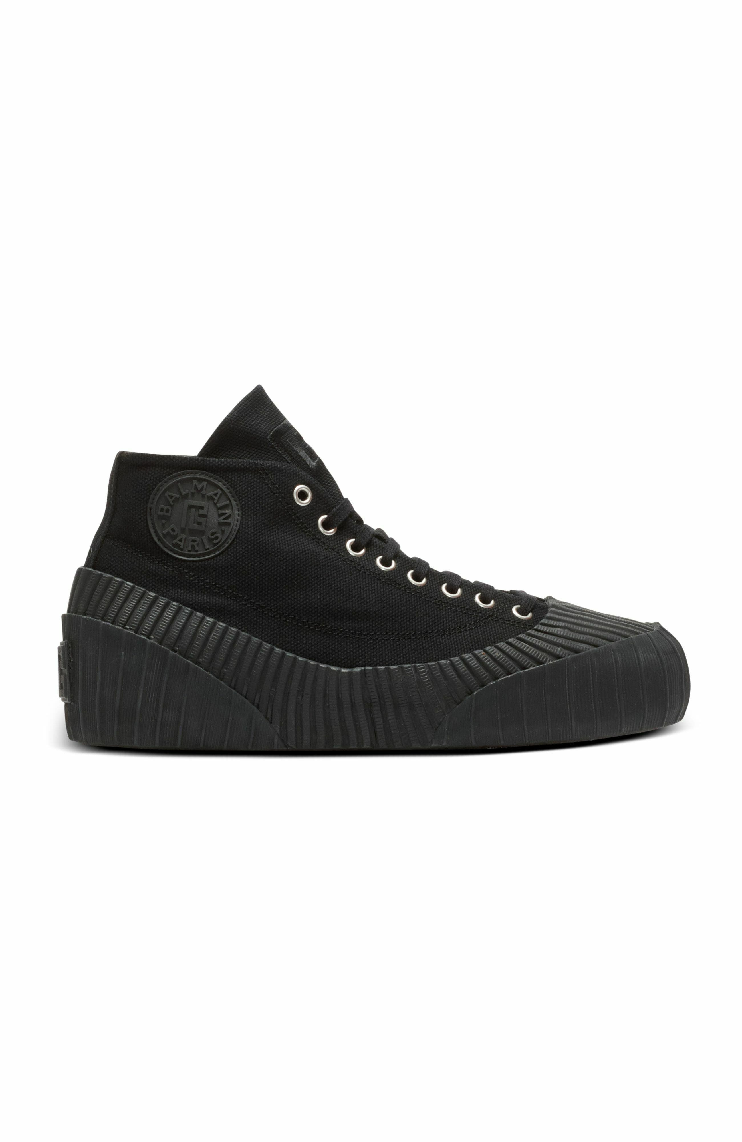 Balmain Riff Low canvas sneakers in Black at Nordstrom - 4