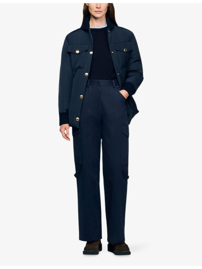 Sandro Pocket-embellished straight-leg cotton cargo trousers outlook