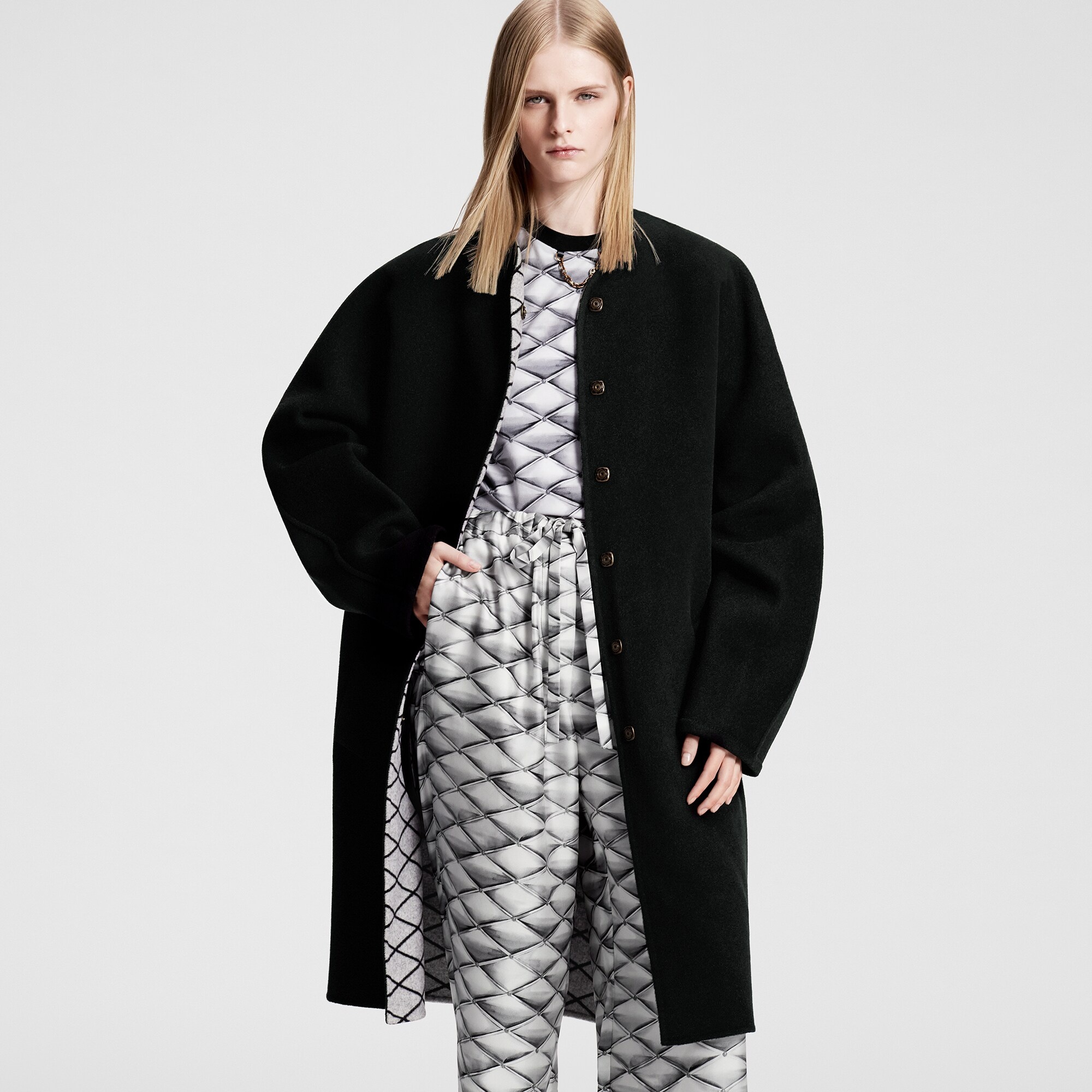 Malletage Jacquard Double Face Coat - 5