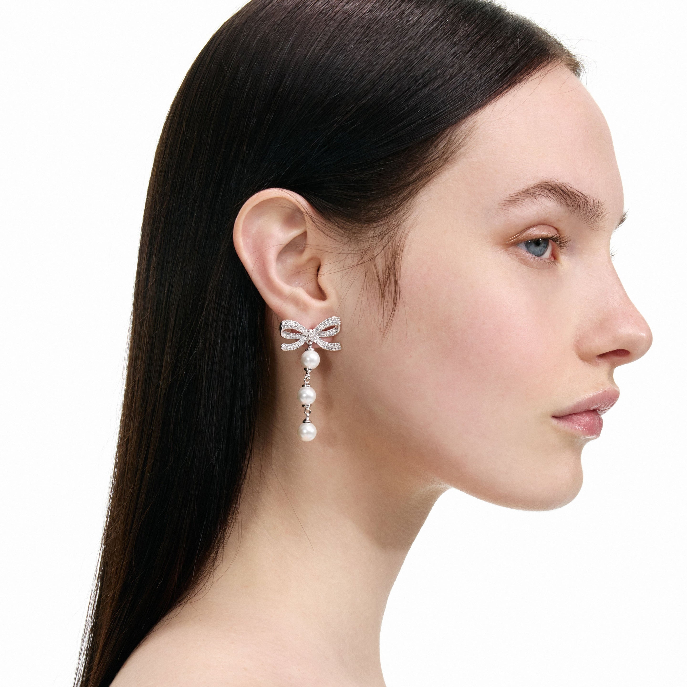 Bow Tiered Pearl Earrings - 4