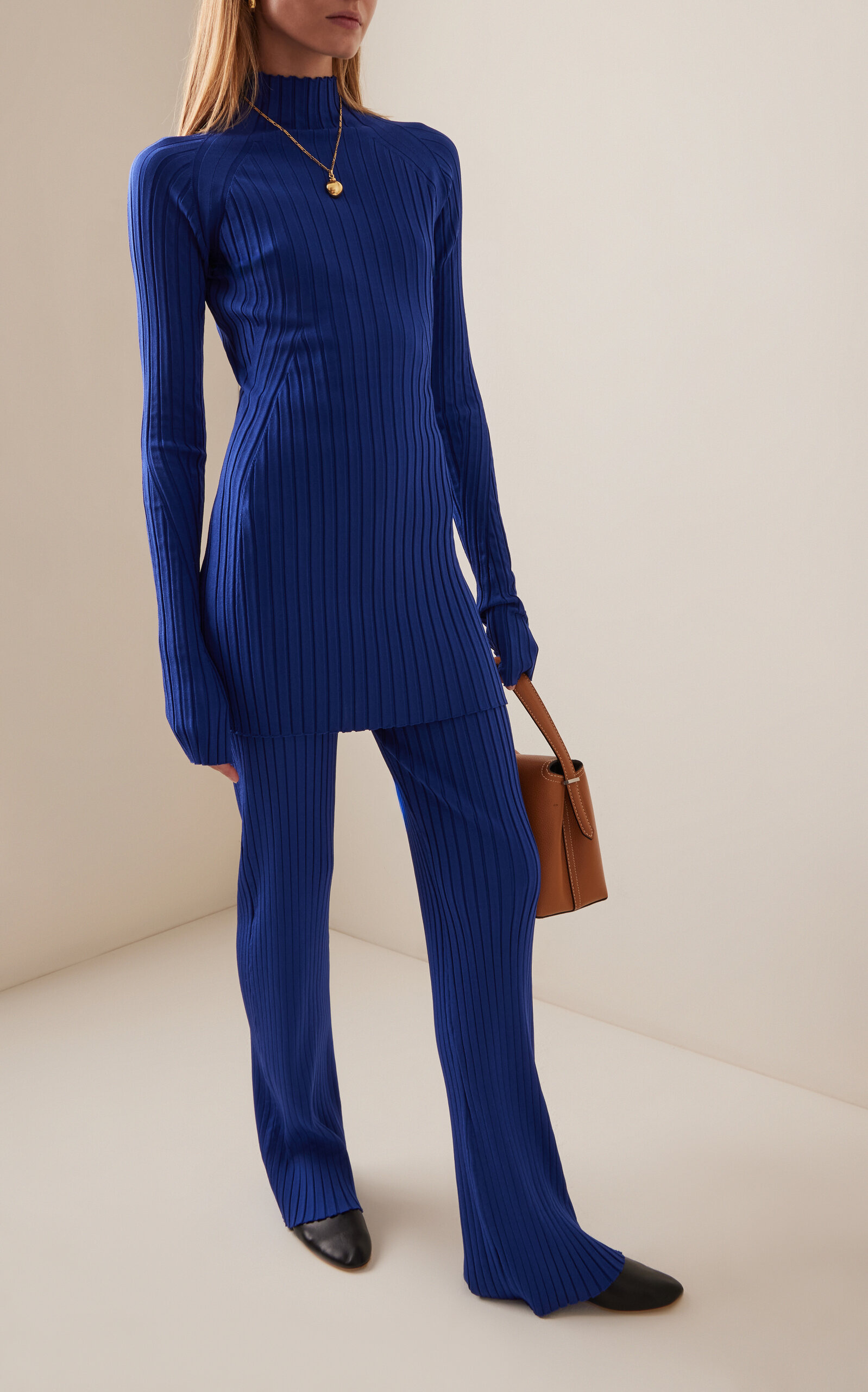 Kat Ribbed-Knit Turtleneck Top blue - 3