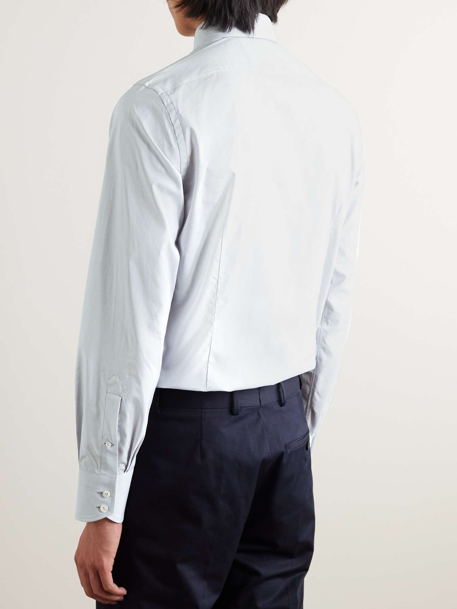 Cutaway-Collar Prince Of Wales Checked Cotton-Poplin Shirt - 4