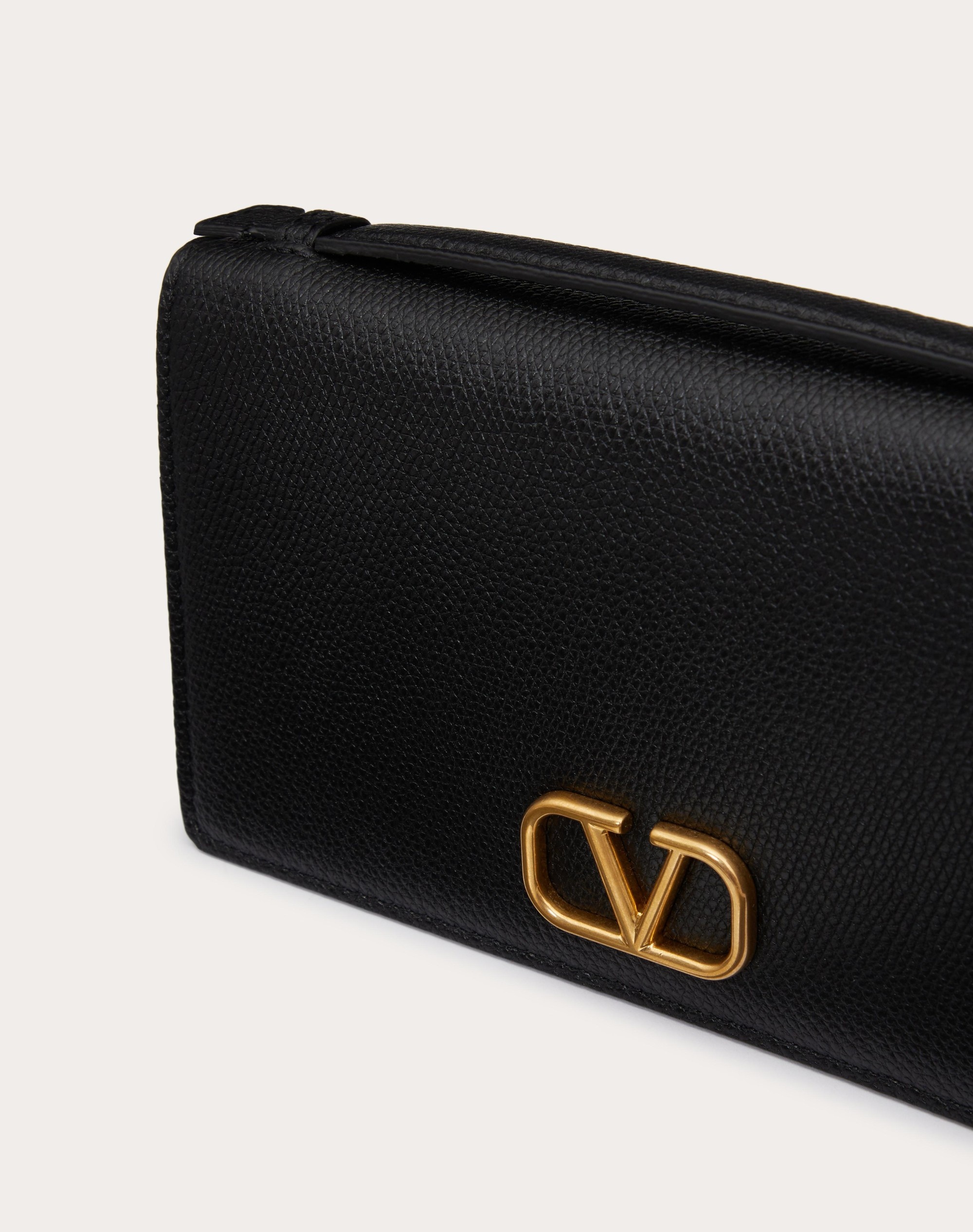 VLOGO SIGNATURE GRAINY CALFSKIN WALLET WITH CHAIN - 7