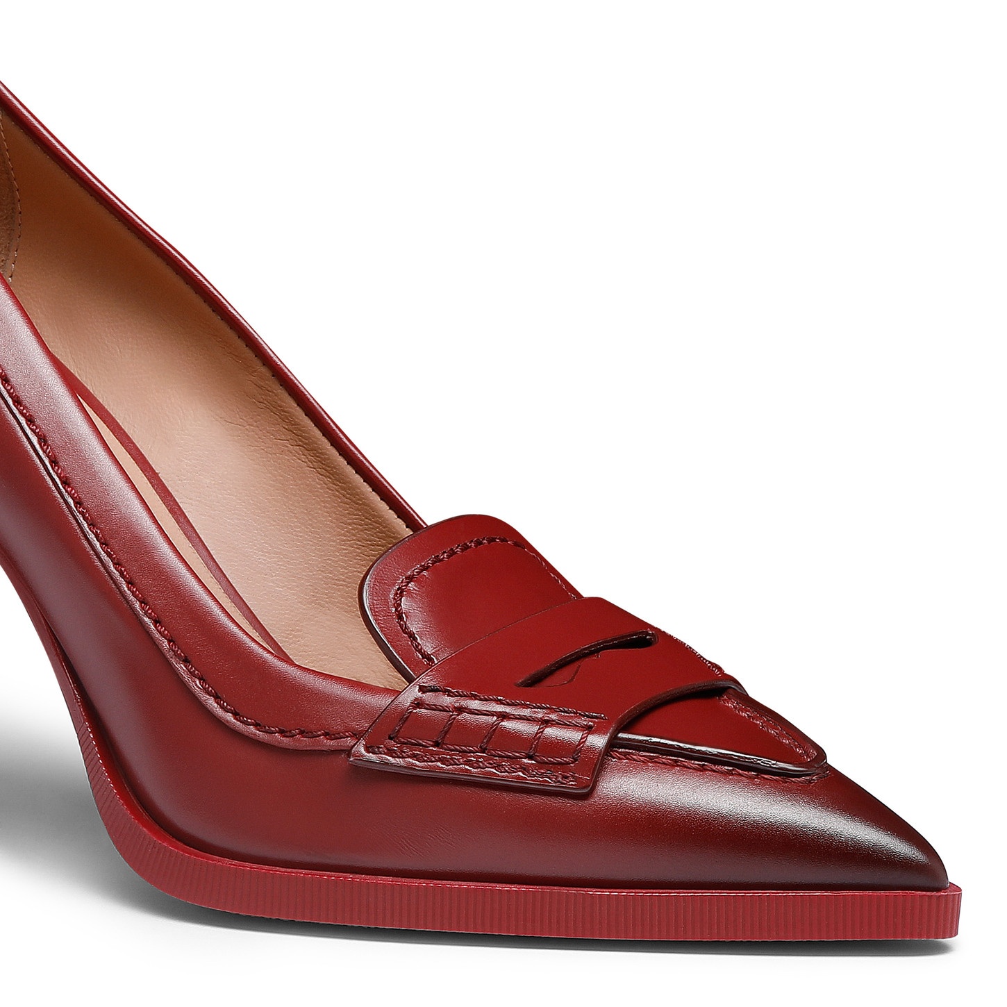 Women's red leather high-heel pump - 6
