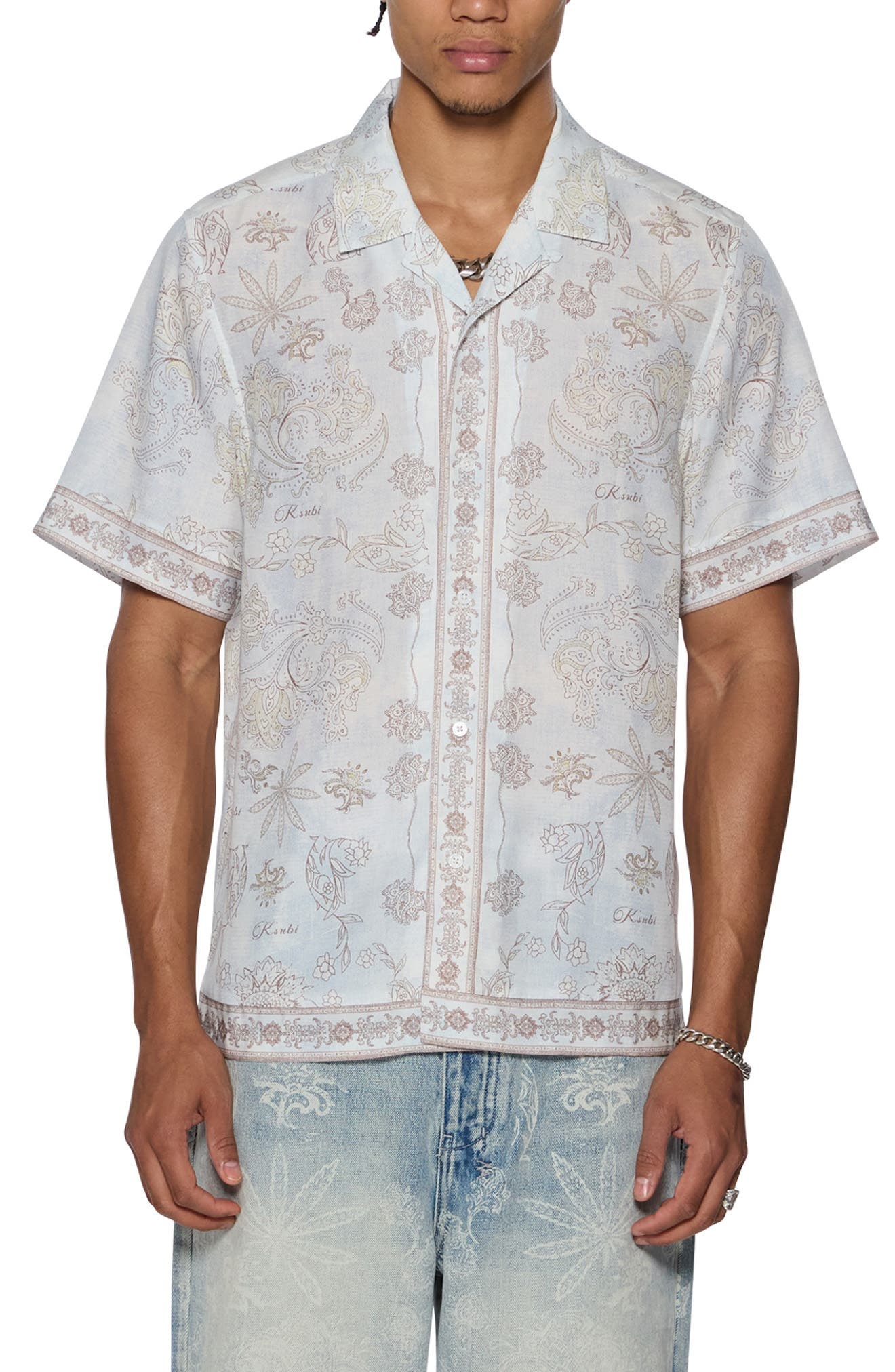 Ksubi Eternity Ekcess Floral Lyocell Camp Shirt in Blue at Nordstrom - 1