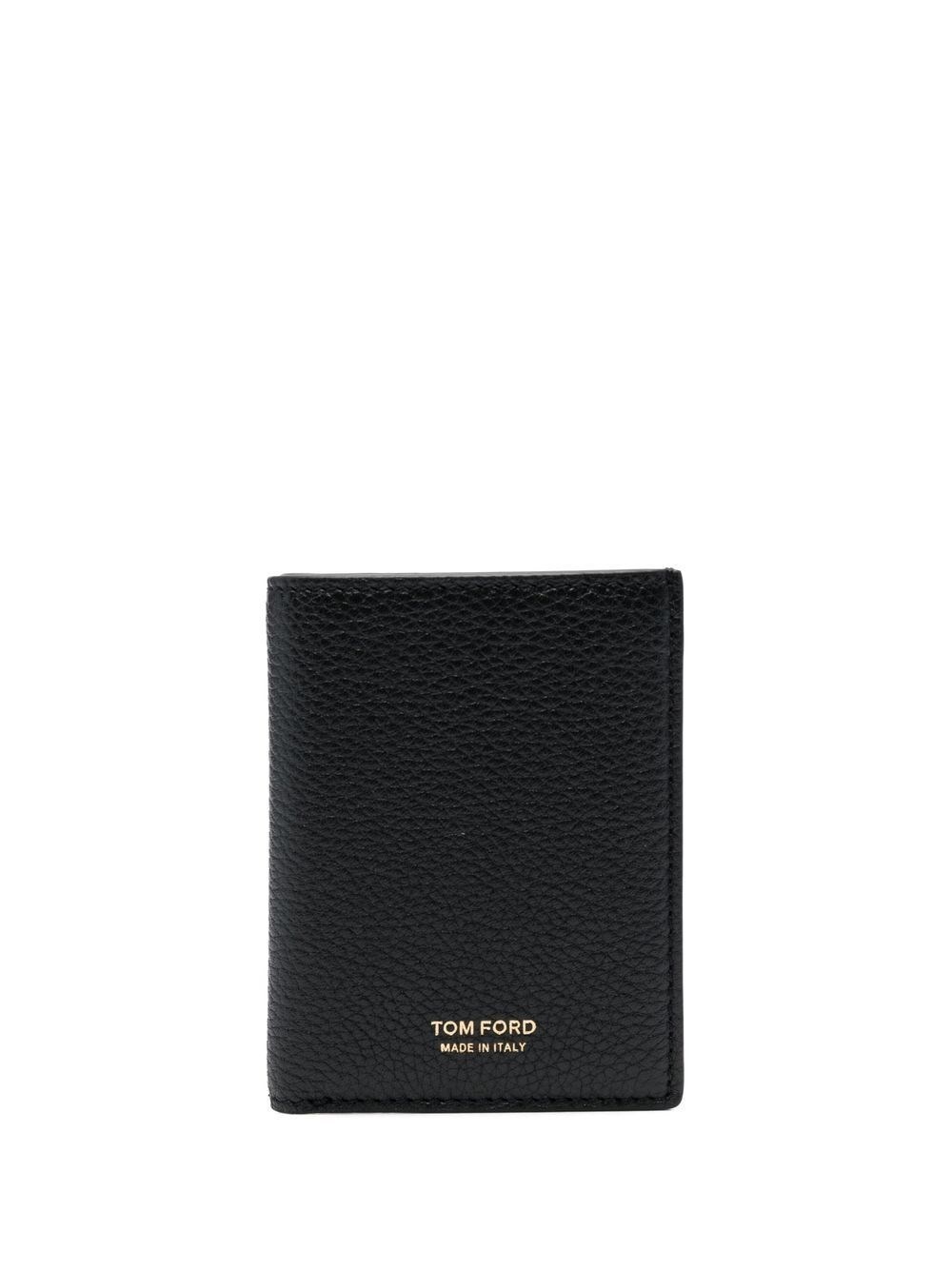 Soft grain leather t line folding cardholder - 1