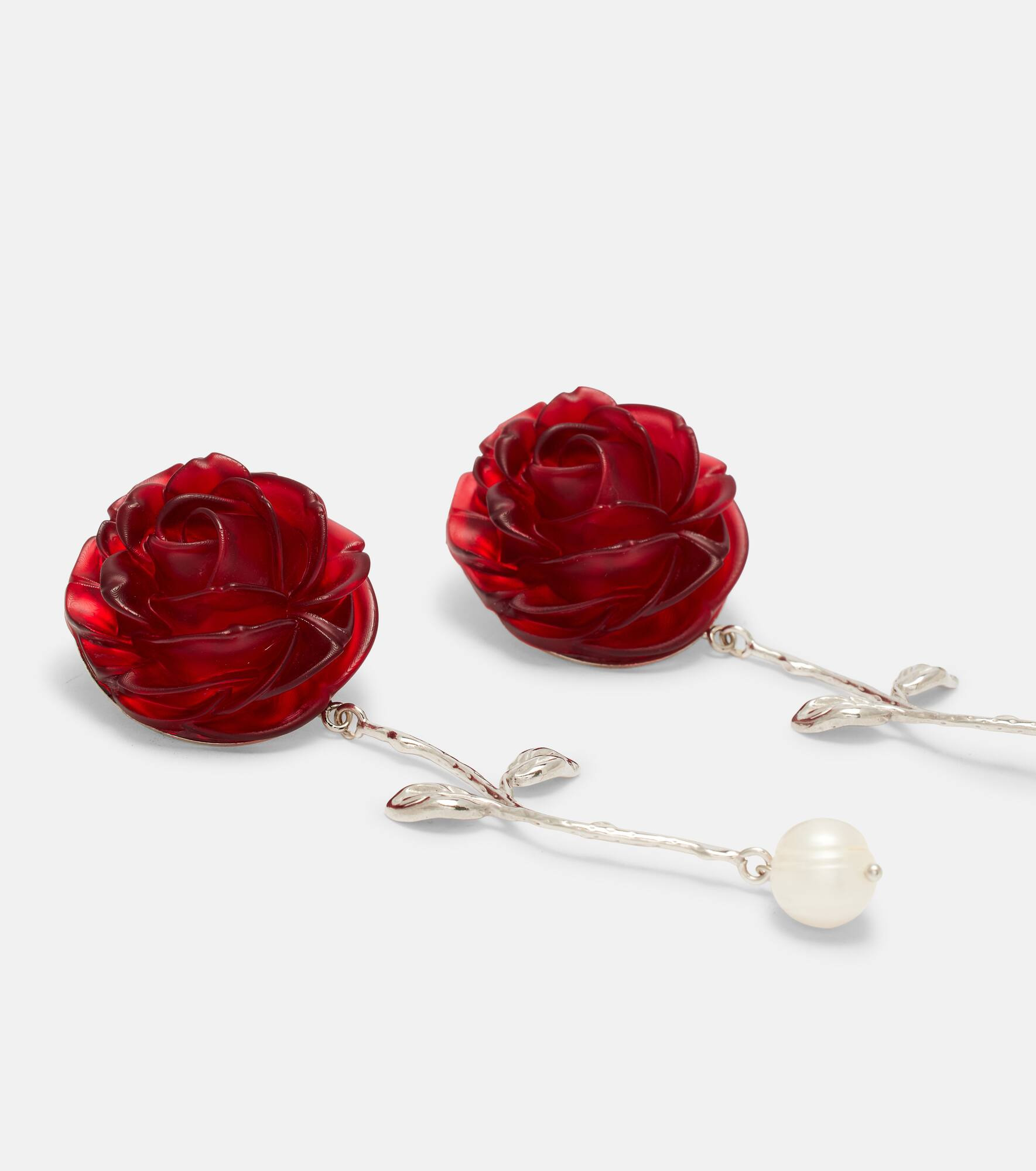 Floral drop earrings with freshwater pearls - 4
