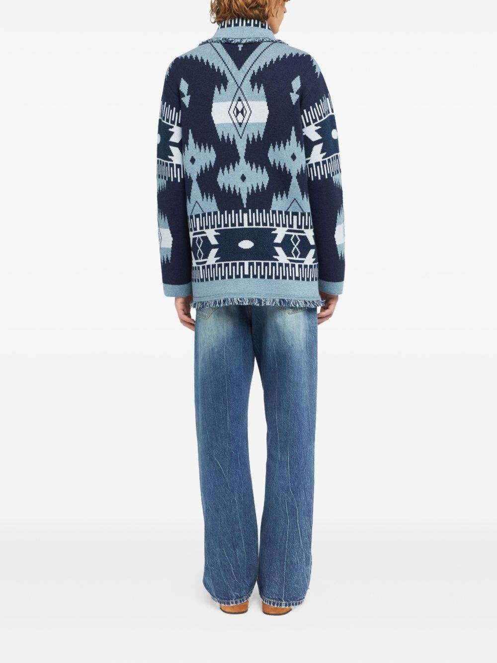 Icon jacquard fringed cardigan - 4
