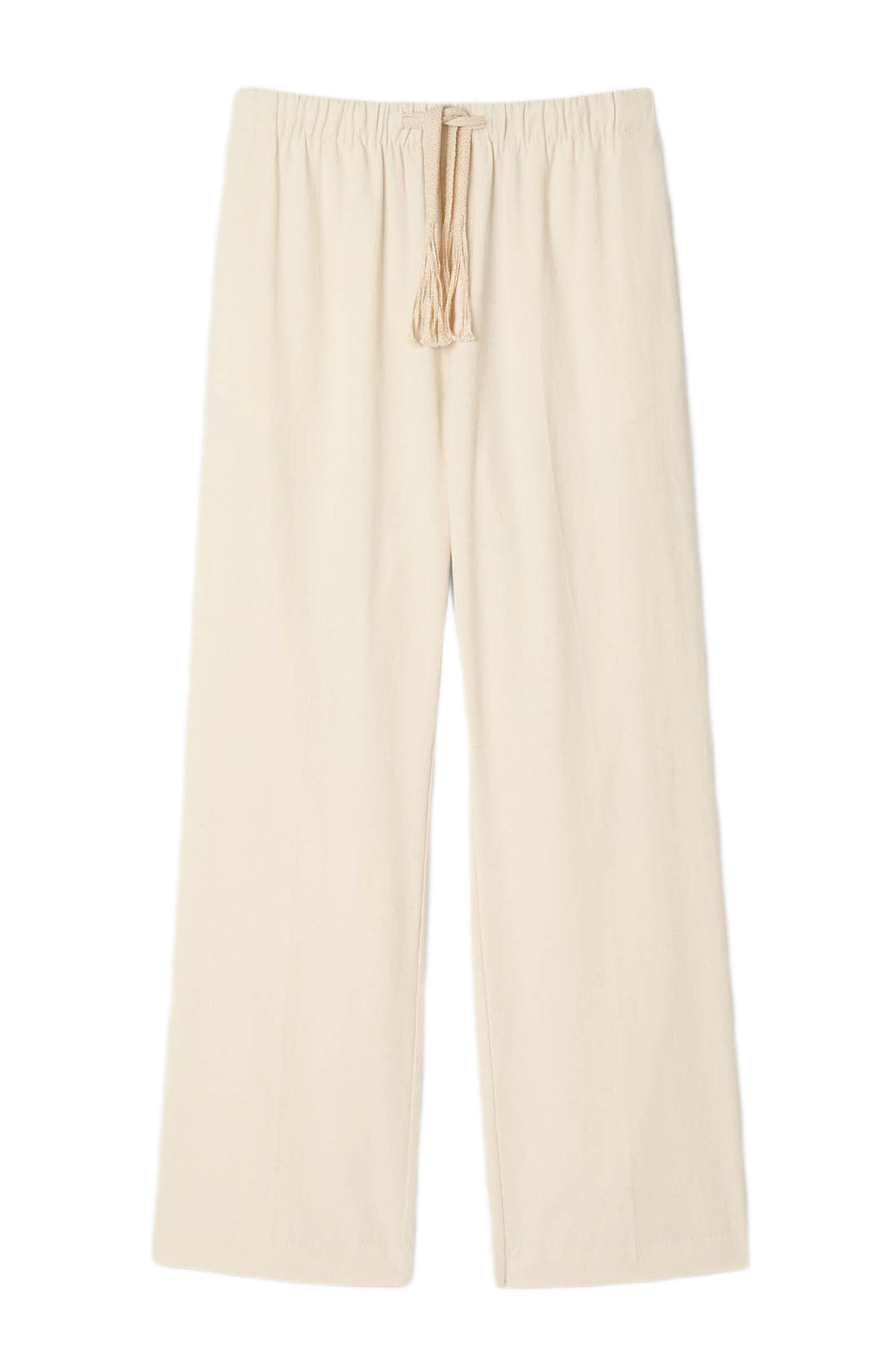 SANDRO Wide-leg elasticated cotton trousers in Butter Cream at Nordstrom - 5