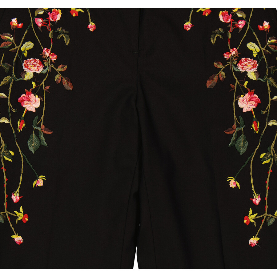 Burberry Kiana Floral Embroidered Wool-Blend Pants - 7