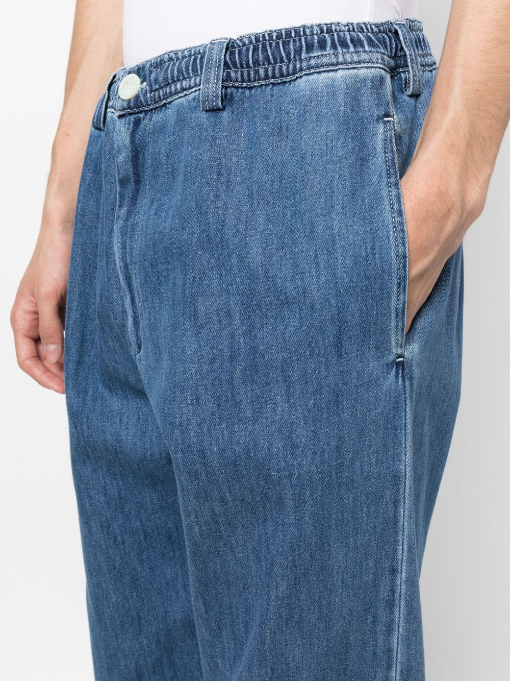 elasticated-waistband straight-leg jeans - 5