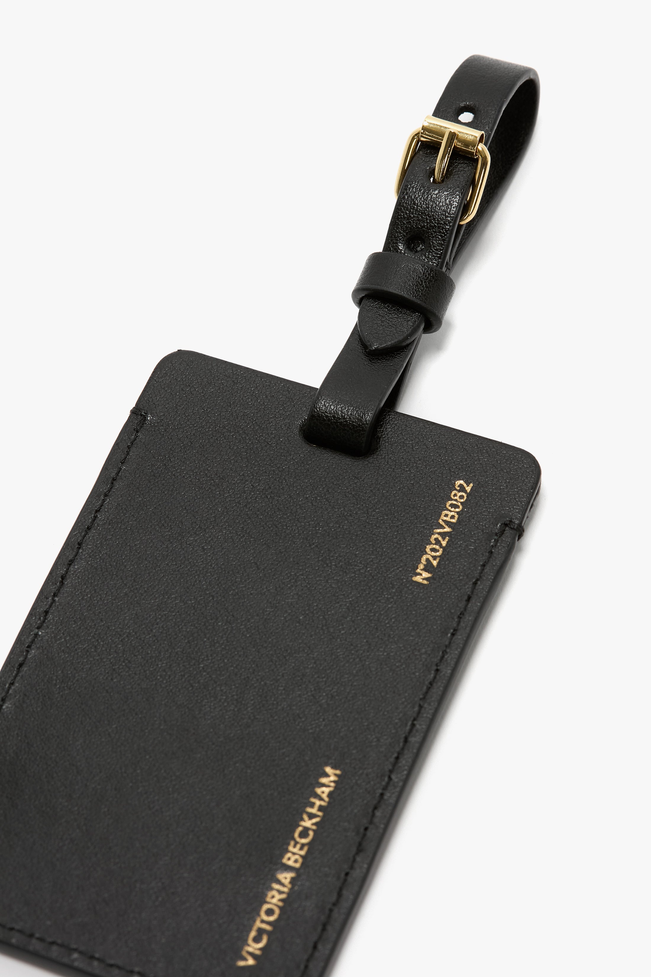 Luggage Tag In Black Smooth Leather - 4