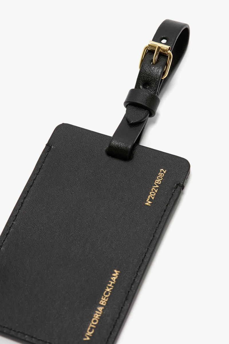 Luggage Tag In Black Smooth Leather 4