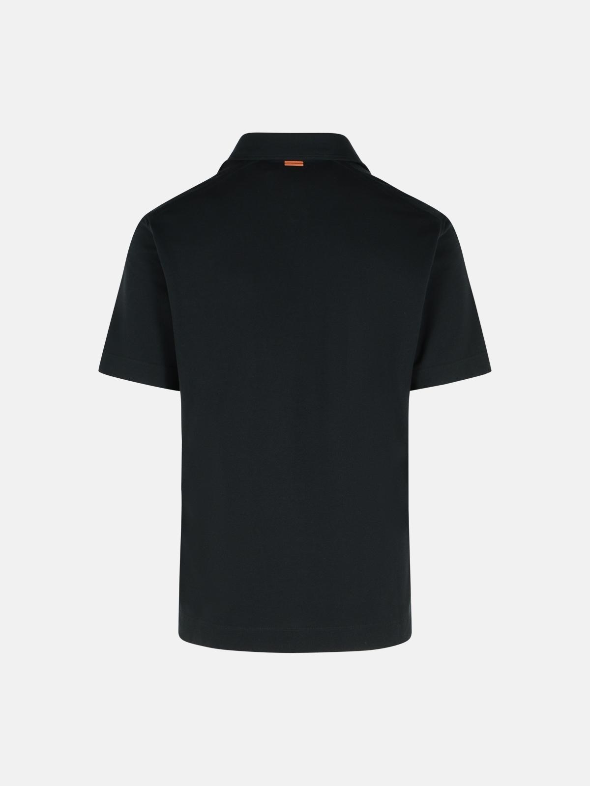 'PURE' BLACK COTTON POLO SHIRT - 3