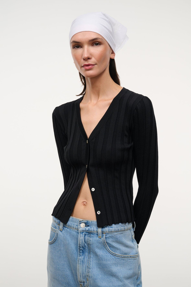 STAUD EZRA CARDIGAN BLACK 1
