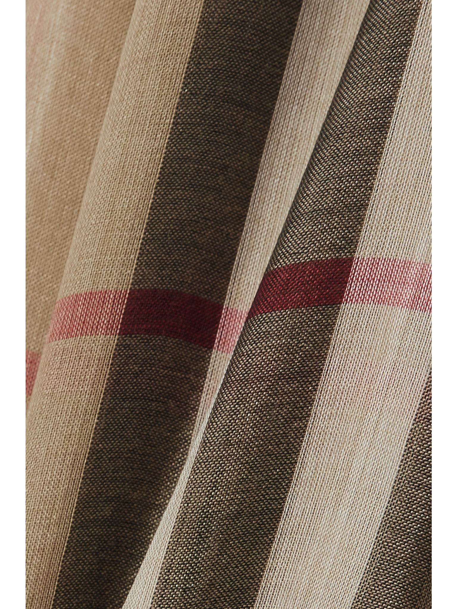 Fringed checked wool and silk-blend scarf Beige - 3